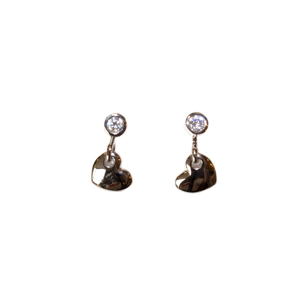 Esprit Earrings Silver With Stone & Heart Shape Design