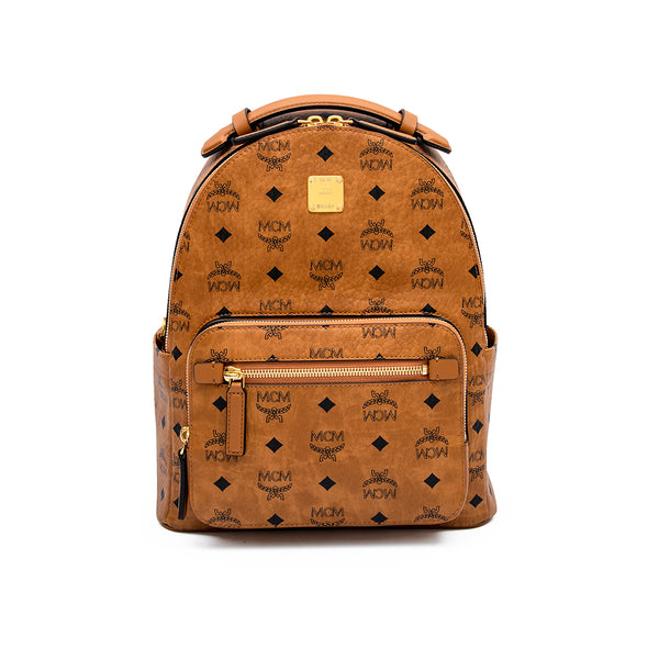 バッグ MCM Shark Stark Backpack Visetos Cognac MCM Stark Visetos Backpack Bag Cognac Mini – Blue Salon