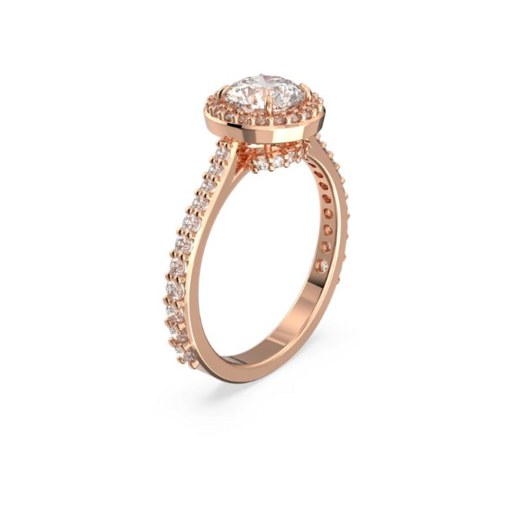 Swarovski Constella Cocktail Ring Round cut Pavé White Rose gold-tone plated 58
