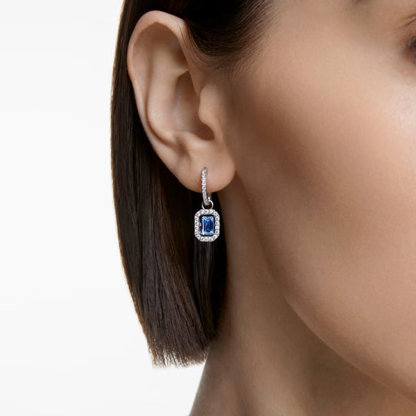 Swarovski Millenia Stud Earrings Octagon Cut, Blue, Rhodium Plated –