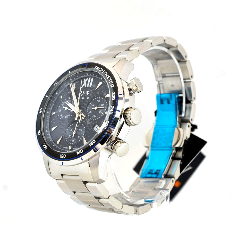 Rsw Men's Stainless Steel Chronograph Watch With Metal Bracelet - Blue Salon