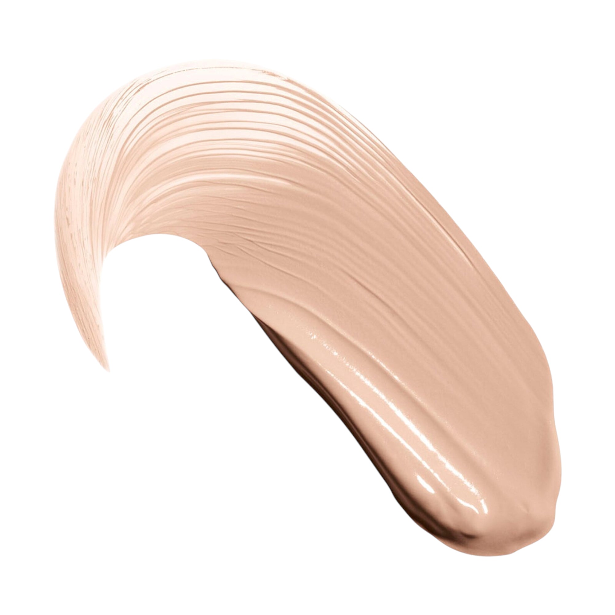 A curved swatch of light nude liquid concealer with a creamy, slightly glossy finish and visible application ridges.
