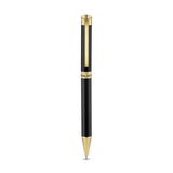Black enamel ballpoint pen with gold-toned clip, cap band, and tip, featuring "POLICE" branding on the cap.