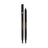 Two black YSL Lines Liberated waterproof eye pencils, one capped and one uncapped showing a sharpened tip and smudger.