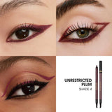 Plum eyeliner pencil with a black cap and a gold-toned YSL logo band. The other end reveals a sharpened tip.
