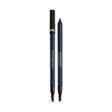 A deep blue YSL Lines Liberated waterproof eye pencil with a black cap and gold YSL logo, shown with its smudger end.