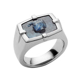 Diesel Men's Ring Stainless Steel With African Blue Stone Logo Size 9