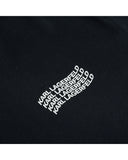 Midnight blue crewneck t-shirt with white 'KARL LAGERFELD' text repeated five times in a curved, stacked design.