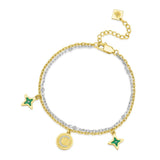 Cerruti 1881 Sole Luna Ladies Gold-Plated Bracelet with Malachite