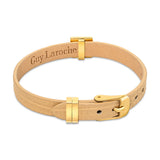 Guy Laroche Elise Ladies Gold Plated Nude Leather Bracelet