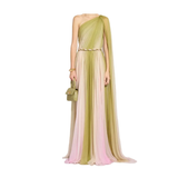 Zuhair Murad Women's One-Shoulder Ombré Pleated Chiffon Gown