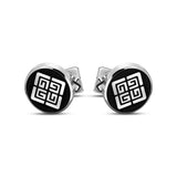 Guy Laroche Charlie Gents Stainless Steel Silver With Black Enamel Cufflinks