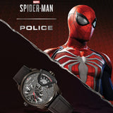 Police Spider Man  Men's Watch - All Black - Spider Web Skeleton Dial-PEWGM0090202