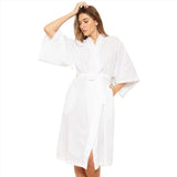 Cottonreal Women's LOLITA Super Voile Swiss Dot White Kimono Wrapover