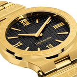 Guy Laroche Sacha Ladies Black Dial Stainless Steel Gold Plated Watch