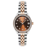 Police Urban Ladies Brown Dial and Silver & Rose Gold Stainless Steel Bracele Watch