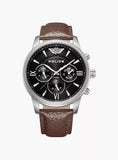 Police Avondale II Gents Black Dial Brown Leather Strap Watch