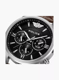 Police Avondale II Gents Black Dial Brown Leather Strap Watch