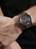 Police Avondale II Gents Black Dial Brown Leather Strap Watch