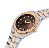 Police Vogue Ladies Brown MOP Dial Silver & Rose Gold Stainless Steel Bracelet Watch