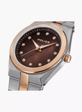 Police Vogue Ladies Brown MOP Dial Silver & Rose Gold Stainless Steel Bracelet Watch