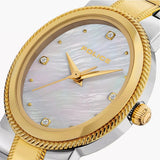 Police Urban Ladies White Mother-of-Pearl Dial and Silver & Gold Stainless Steel Bracelet Watch