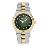 Police Ladies Green Dial, Gold Accents, Stainless Steel Watch