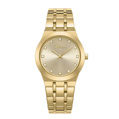 Police Allure Ladies Round Gold Dial with Crystal Accents Gold Analog Watch