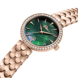 Police Ophidia Ladies Green MOP Dial Gold Rose Stainless Steel Watch