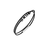 Cerruti 1881 Tornillo 2 Men's Black Leather Bracelet with Stainless Steel Details