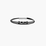 Cerruti 1881 Tornillo 2 Men's Black Leather Bracelet with Stainless Steel Details