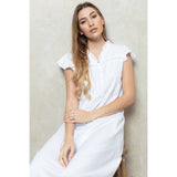 Cottonreal Women's Violet White Nightdress