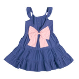 Ein Ghein Kids Girl's Blue Purple with Colored Embroidery & Pink Bow