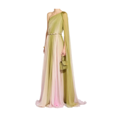 Zuhair Murad Women's One-Shoulder Ombré Pleated Chiffon Gown