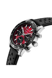 Cerruti 1881 Turchino Gents Red Dial Black Leather Strap Watch