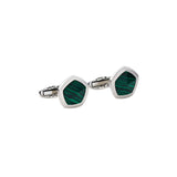 Cerruti 1881 Gents Silver Polygone Stainless Steel Cufflinks with Malachite