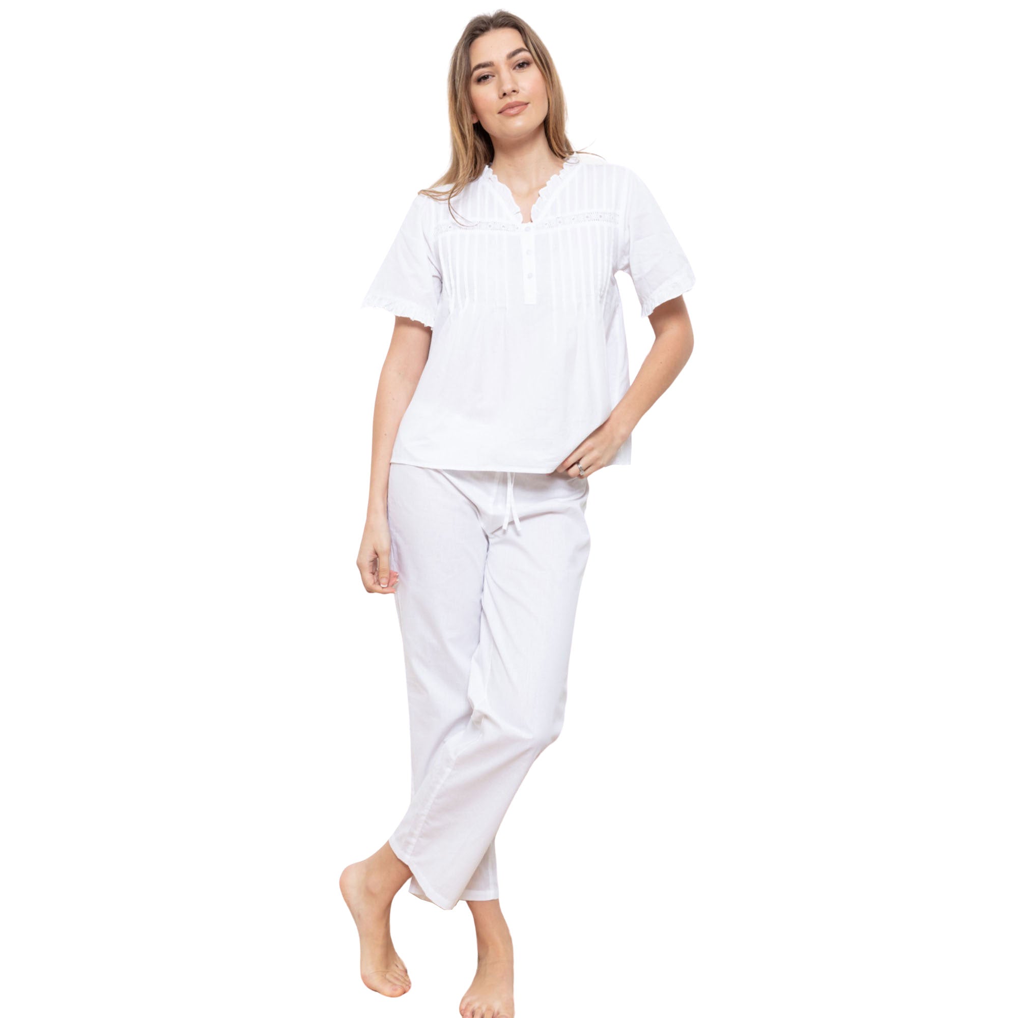 Cottonreal Viva Women's White Pyjama Set | All Lingerie | Nightwear | Pyjamas | Pyjamas & Loungewear | Women | Womens Cottonreal Viva Women's White Pyjama Set | All Lingerie | Nightwear | Pyjamas | Pyjamas & Loungewear | Women | Womens