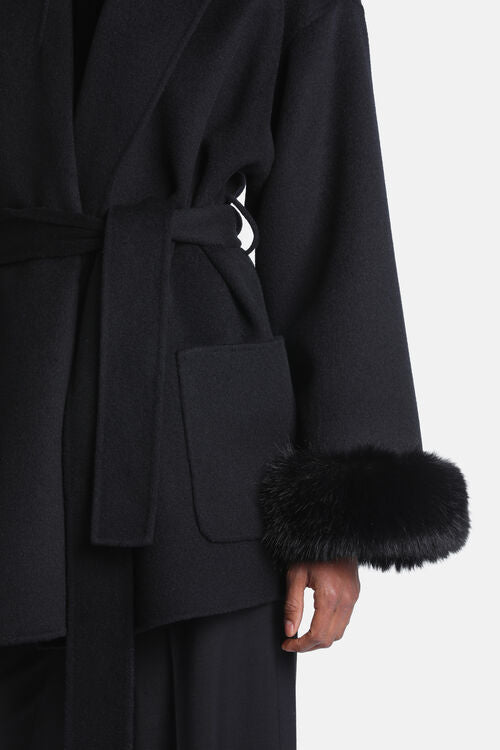 Luisa Spagnoli Situazione Women's Peacoat with Faux Fur Cuffs