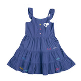 Ein Ghein Kids Girl's Blue Purple with Colored Embroidery & Pink Bow