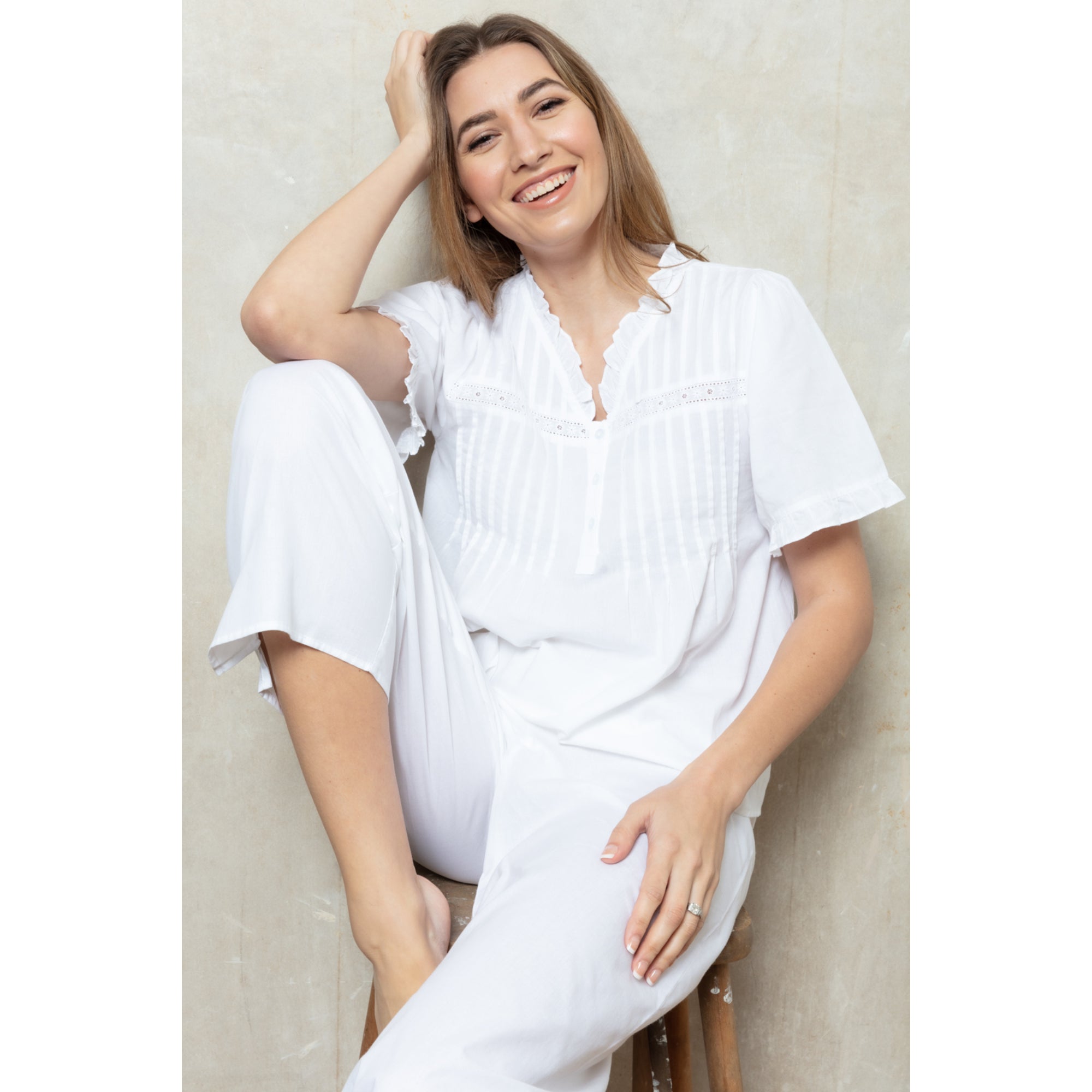 Cottonreal Viva Women's White Pyjama Set | All Lingerie | Nightwear | Pyjamas | Pyjamas & Loungewear | Women | Womens Cottonreal Viva Women's White Pyjama Set | All Lingerie | Nightwear | Pyjamas | Pyjamas & Loungewear | Women | Womens