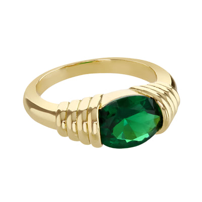 Buckley London Emerald Ancient Heirloom Ring Imitation Gold Small