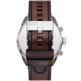 Diesel Spiked  Chronograph Gents Blue Sunray Dial Silver Stailess Steel Case Brown Leather Strap