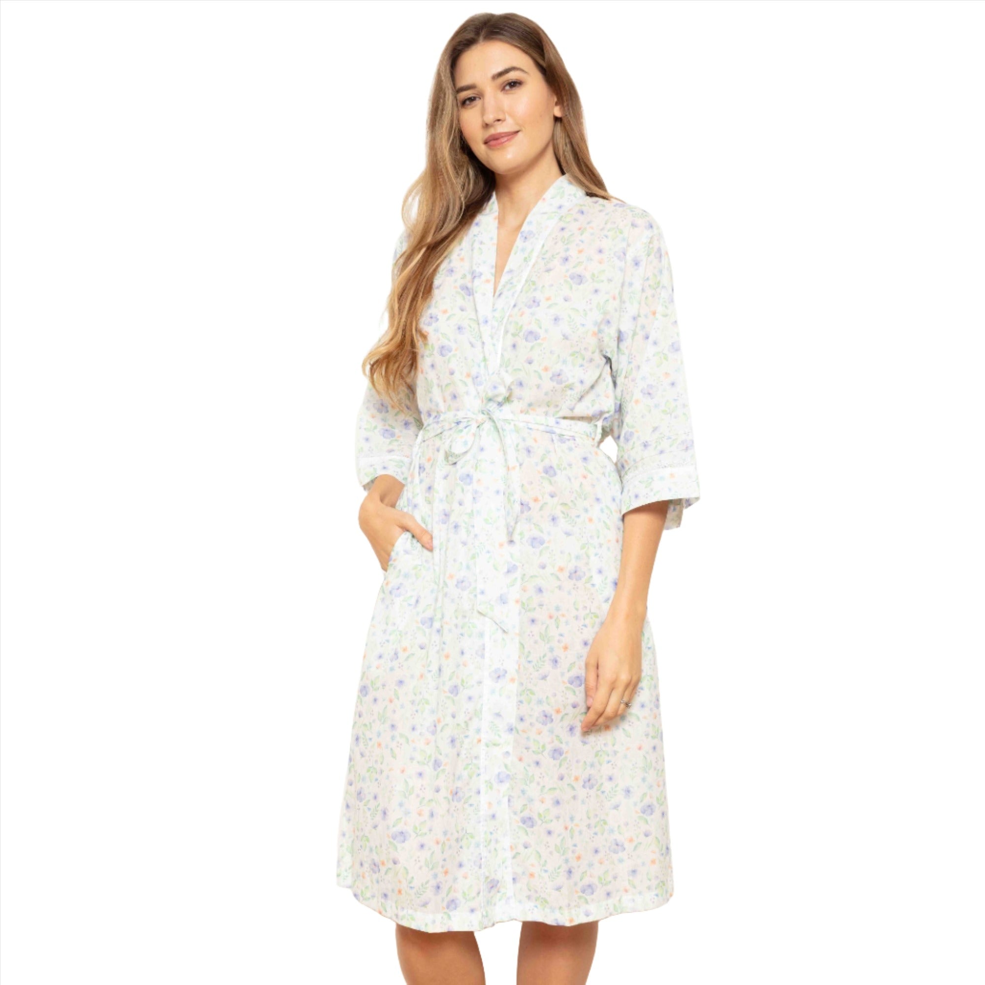 Cottonreal Women's ELVA Super Voile Pansy Flora Kimono Wrapover | All Lingerie | Dressing Gown | Dressing Gowns | Lingerie | Robe | Women | Womens