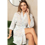 Cottonreal Women's ELVA Super Voile Pansy Flora Kimono Wrapover