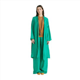 Momoni Women's Serena Emerald Green Coat In Jacquard Cupro