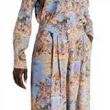 Momoni Women's Patrice Blue/Multi-color Pant In Crepe De Chine