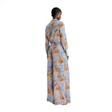 Momoni Women's Patrice Blue/Multi-color Pant In Crepe De Chine