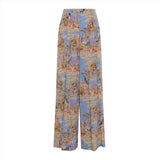 Momoni Women's Patrice Blue/Multi-color Pant In Crepe De Chine
