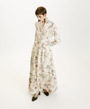 Momoni Suita Ladies Long Dress-in-Printed Crepe-De-Chine-Cream-Tobacco