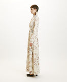 Momoni Suita Ladies Long Dress-in-Printed Crepe-De-Chine-Cream-Tobacco